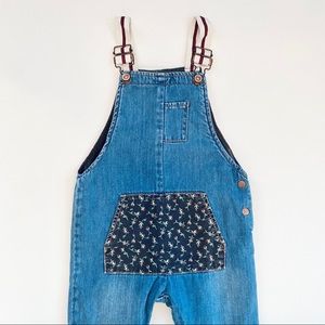 Fleece Lined Mixed Fabric Denim Zara Overalls